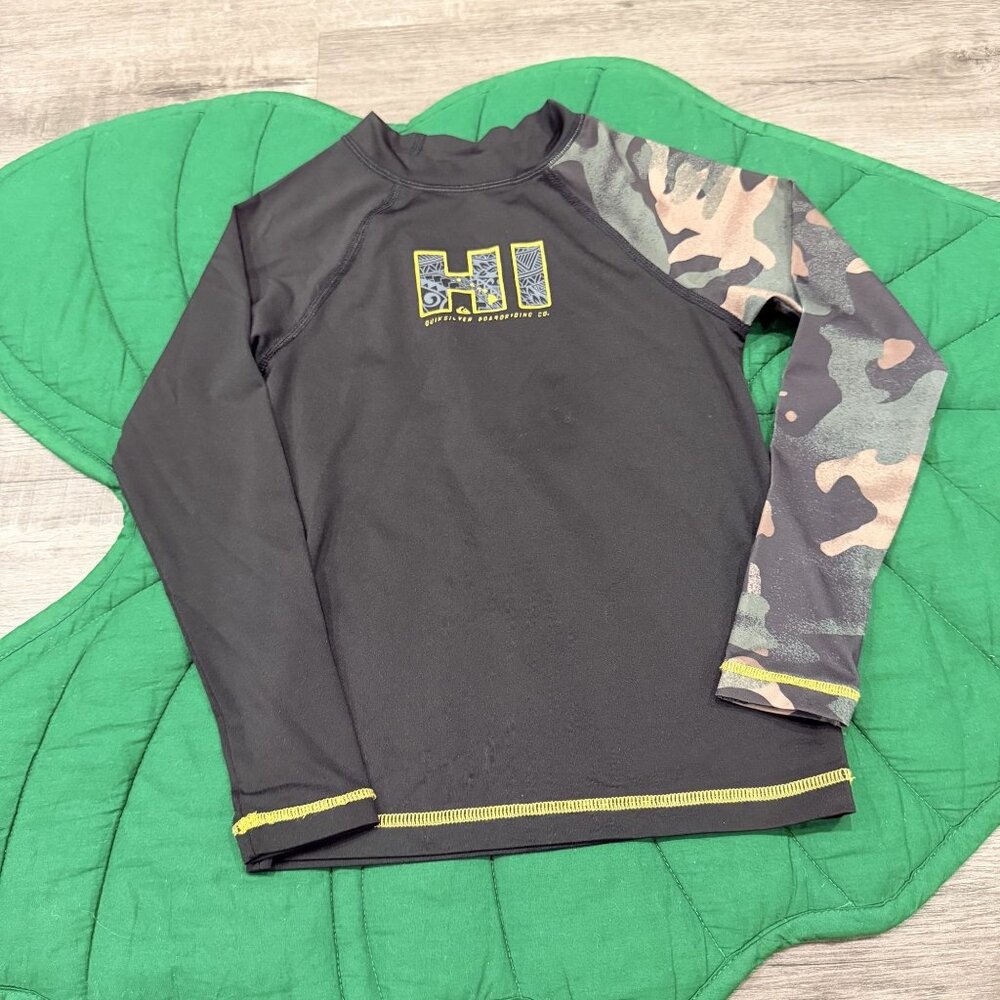 Quiksilver Hawaii Boys 7 Long Sleeve Rashguard Black Camo